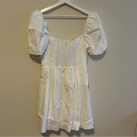 Reformation Malvina Linen Mini Dress White Ivory Puff Sleeve Square Neck 12 NWT - Picture 12 of 15